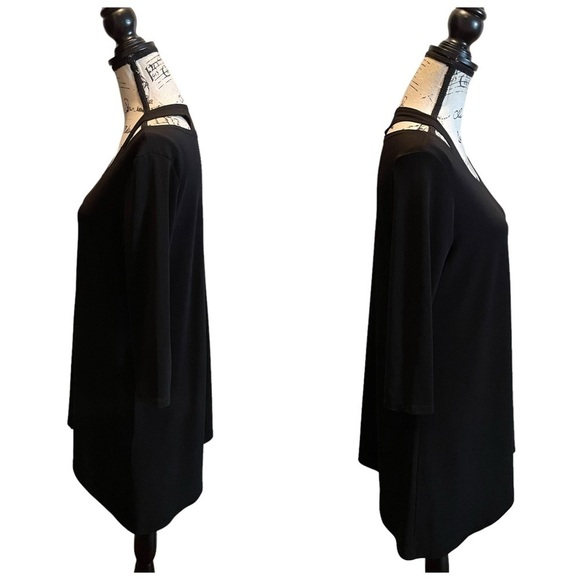 Clara Sun Woo Tunic Dress cut out Black Size Small 3/4 sleeves stretch NWOT - Picture 3 of 8